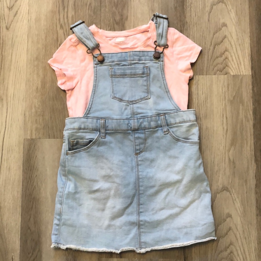 ON 5T overall dress with pink tee
